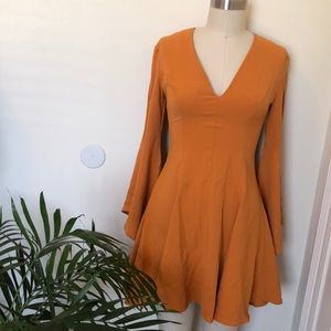 Mustard Chic V-neck Dress